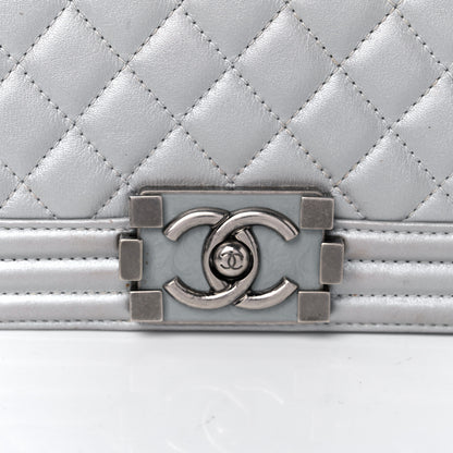 Chanel Metallic Calfskin Quilted Small Boy Flap Silver 14 of 17