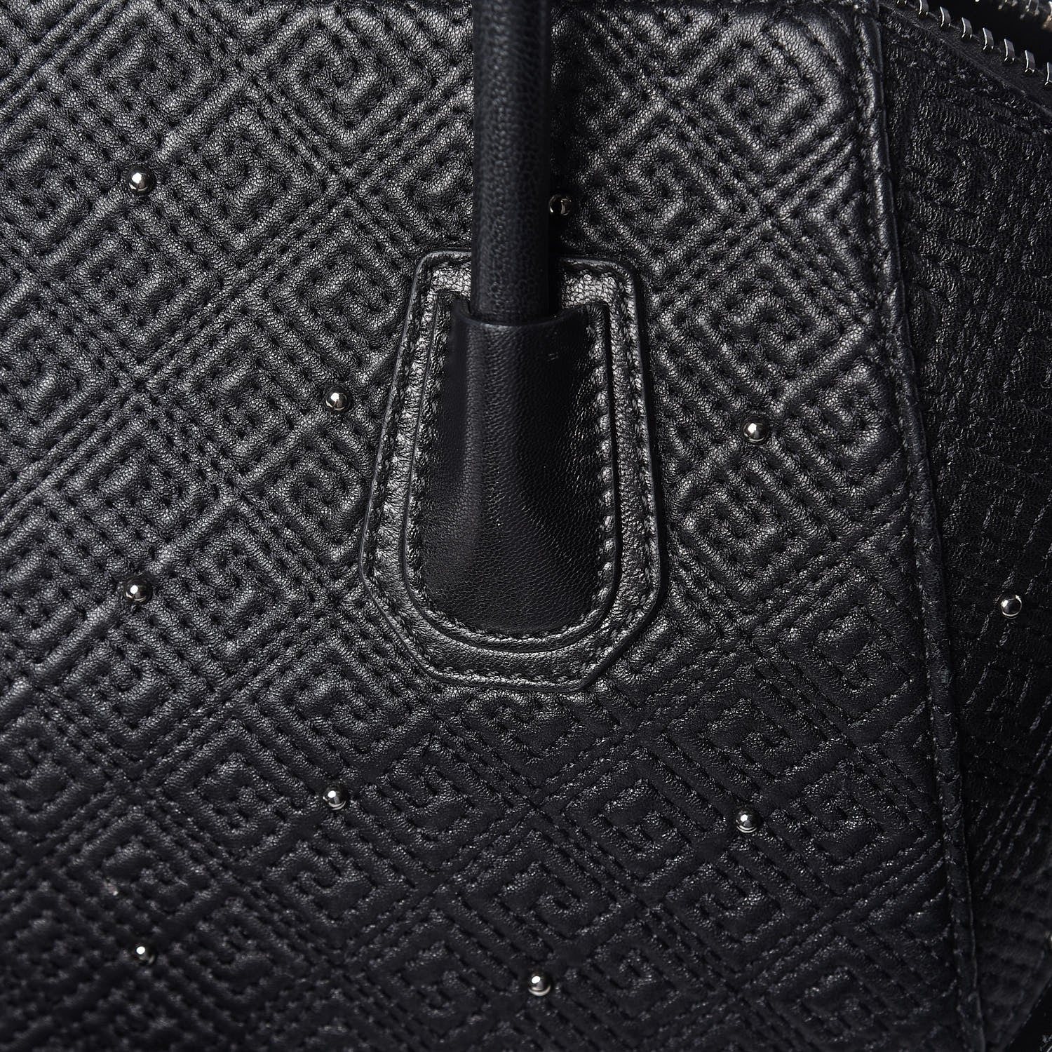 Givenchy Lambskin Logo Embossed Small Studded Antigona Black 14 of 18