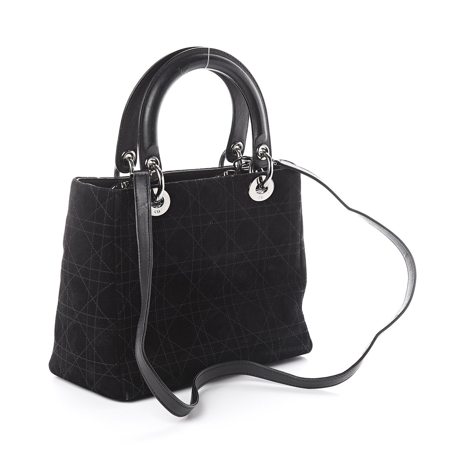 Suede Cannage Stitched Medium Lady Dior Black