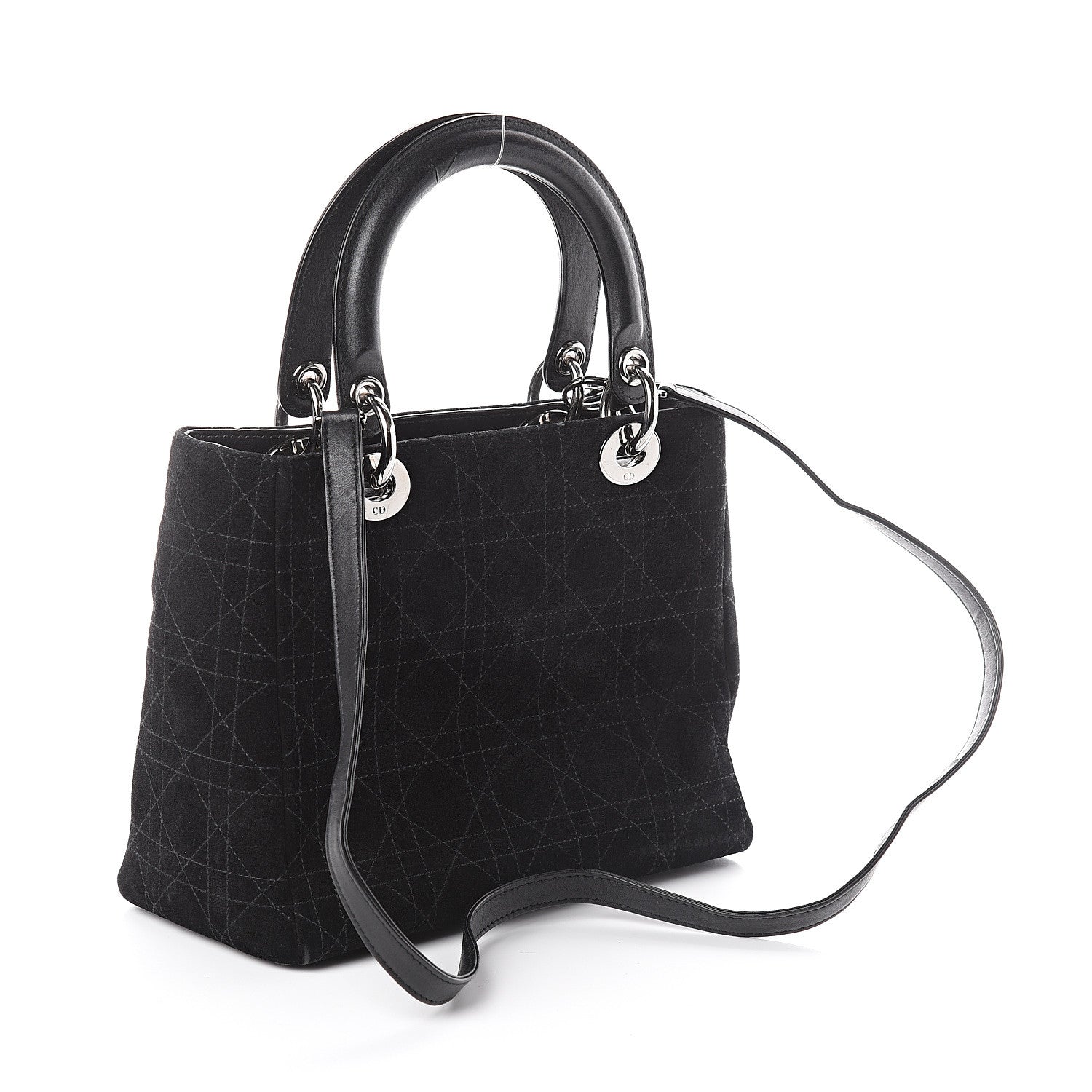 Christian Dior Suede Cannage Stitched Medium Lady Dior Black 2 of 7