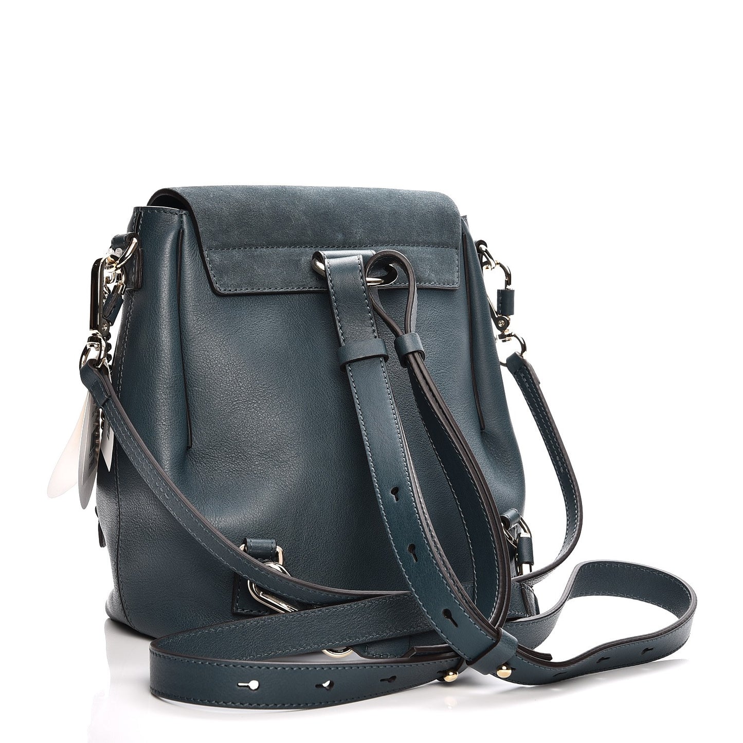 Suede Calfskin Small Faye Backpack Silver Blue