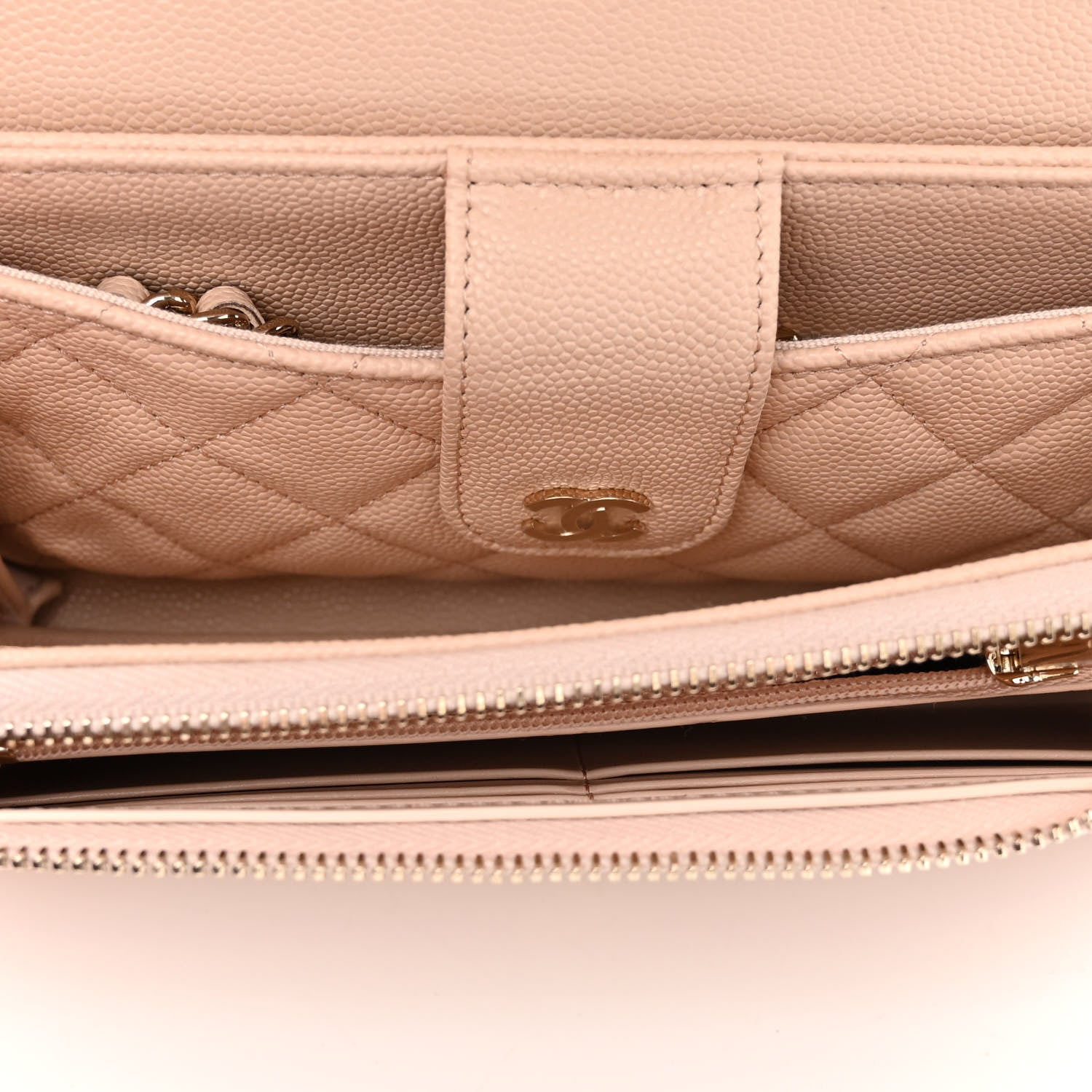 Chanel Caviar Quilted Phone Holder Wallet on Removable Chain Light Beige 6 of 12