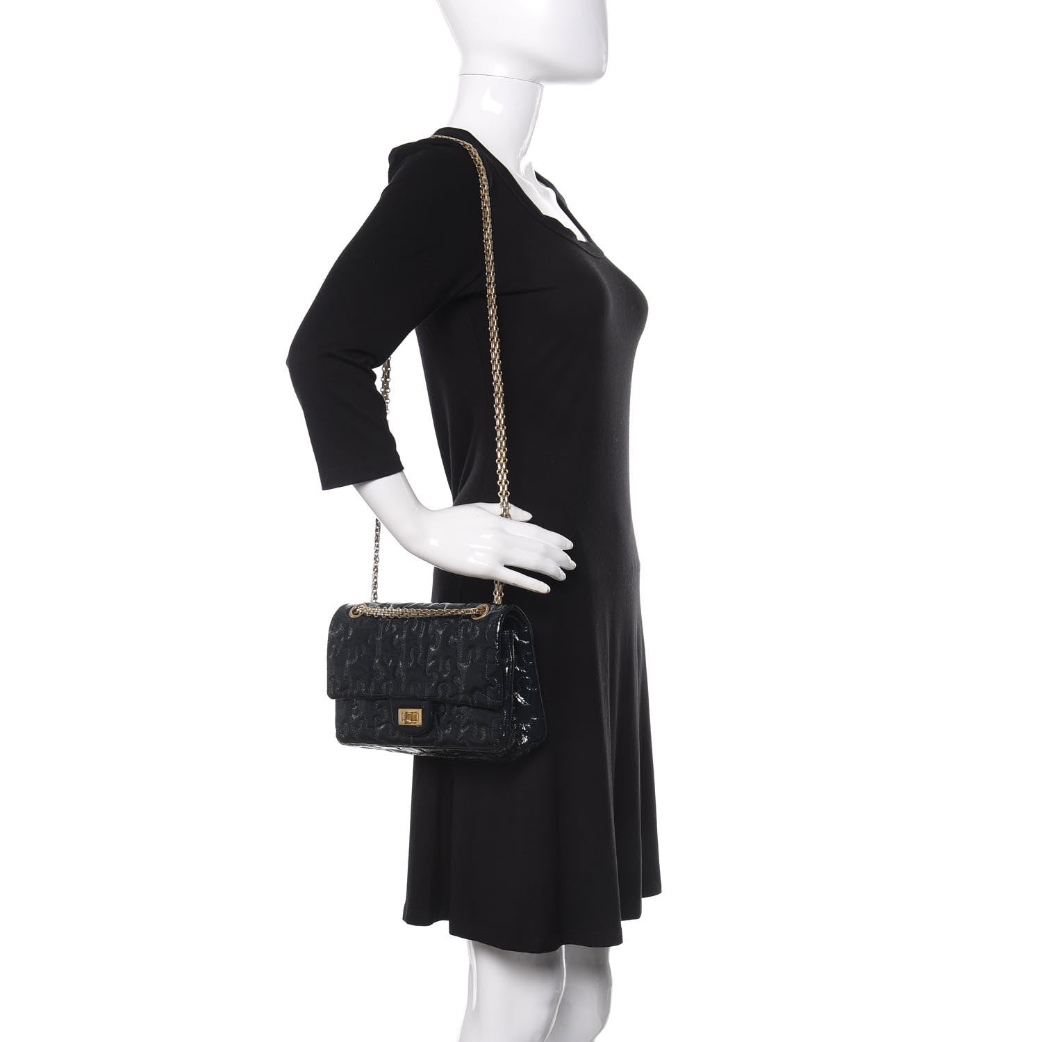 Chanel Crackled Patent Calfskin Puzzle 2.55 Reissue 225 Flap Black 2 of 13