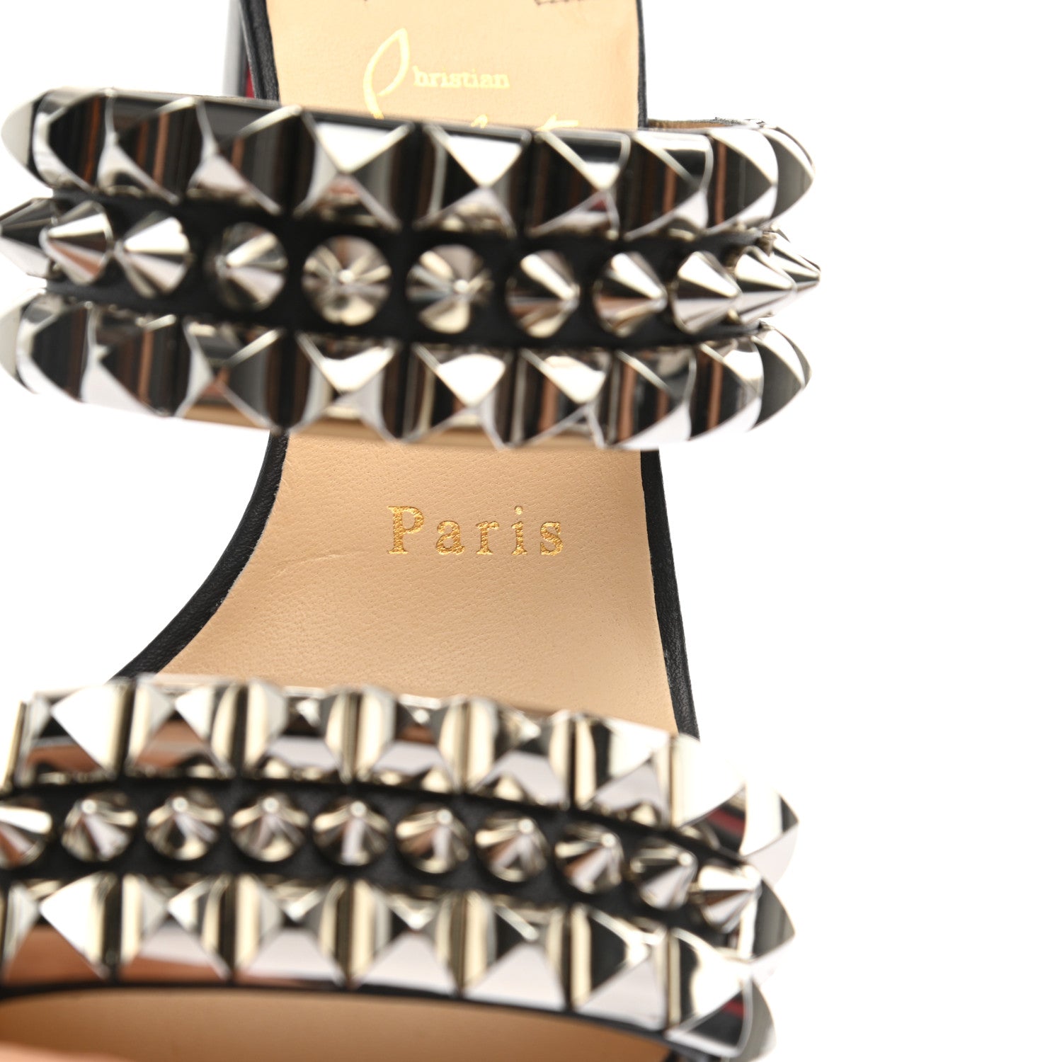 Christian Louboutin Calfskin Studded Tina Goes Mad 55 Slide Sandals 35.5 Black 8 of 9