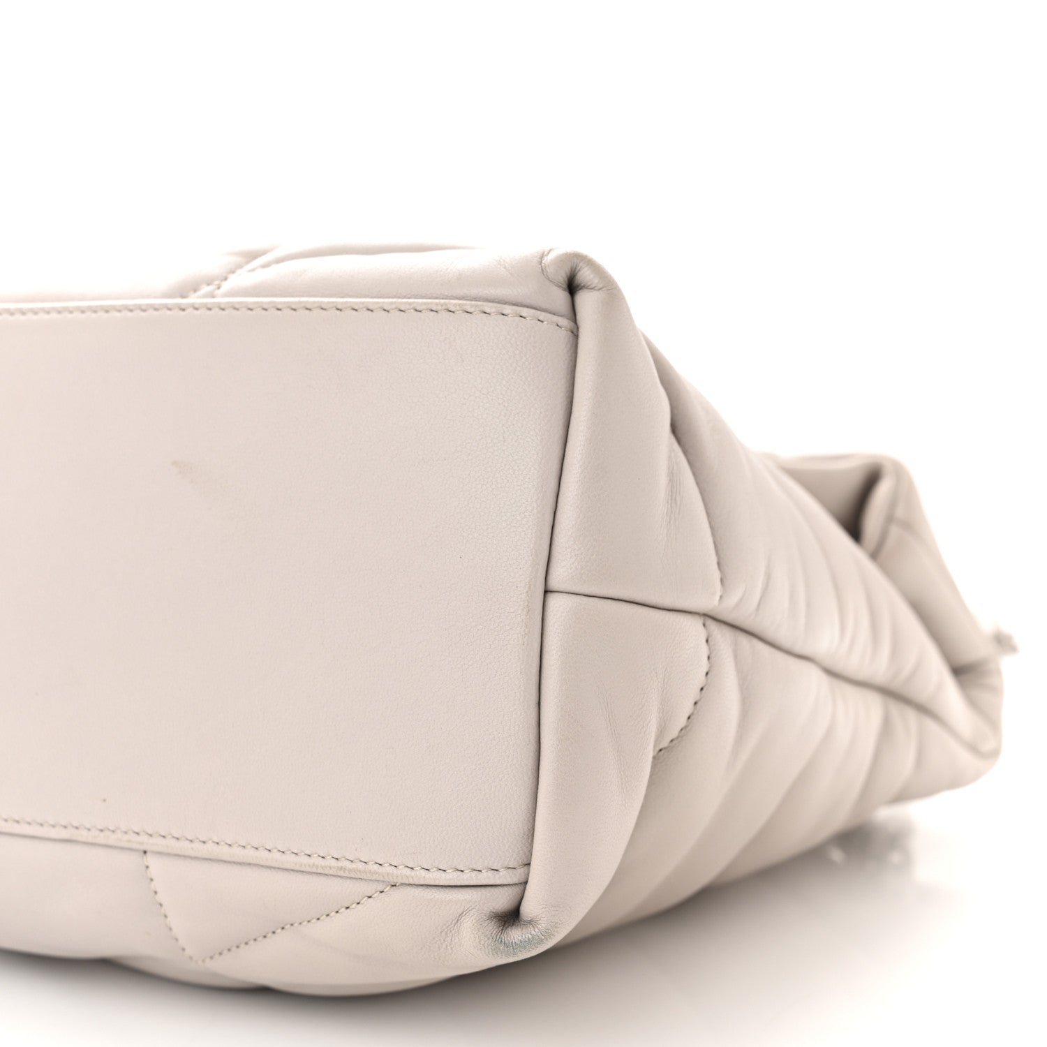 Saint Laurent Lambskin Quilted Medium Loulou Puffer Monogram Chain Satchel Blanc Vintage 10 of 15