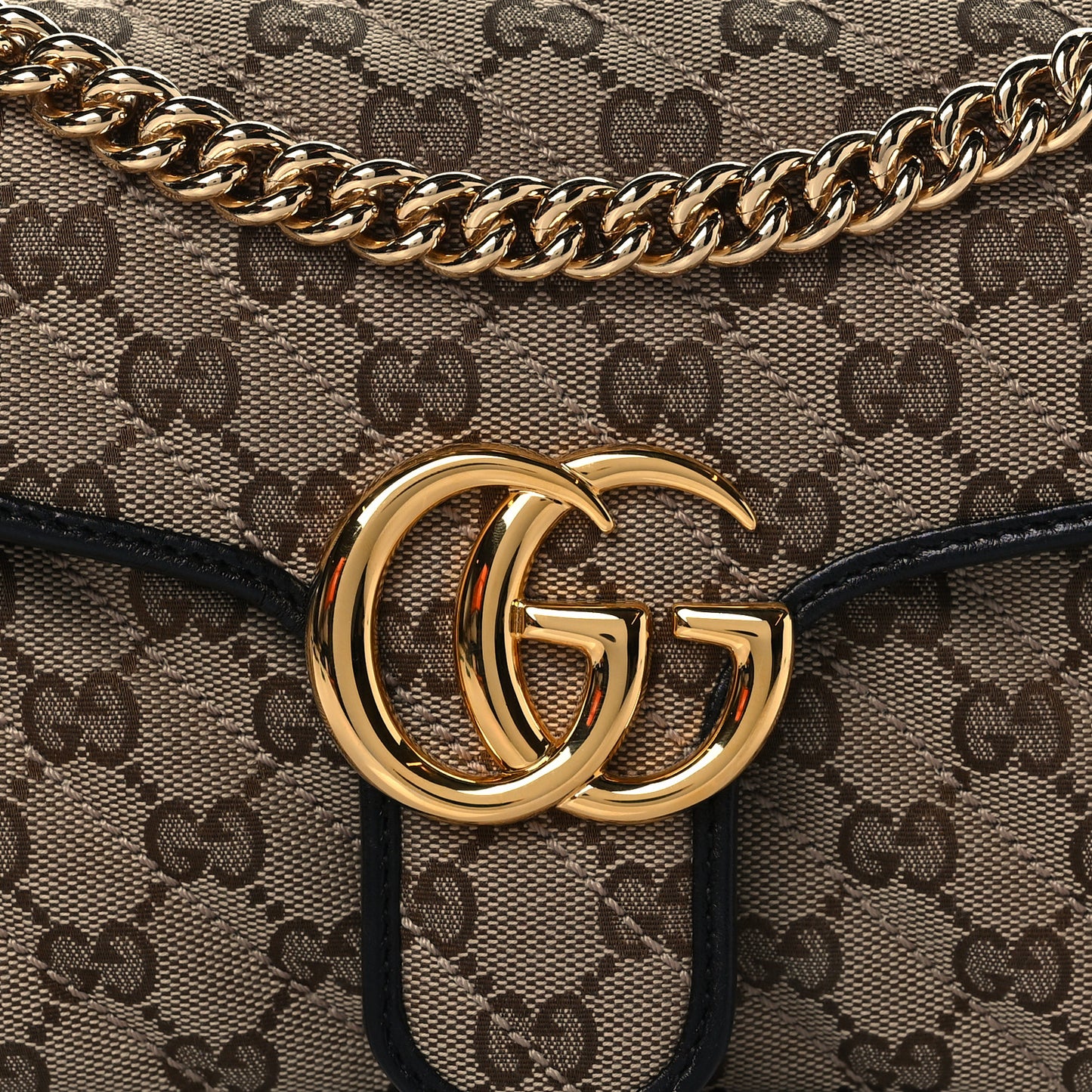 Monogram Matelasse Diagonal Small GG Marmont Shoulder Bag Beige Black