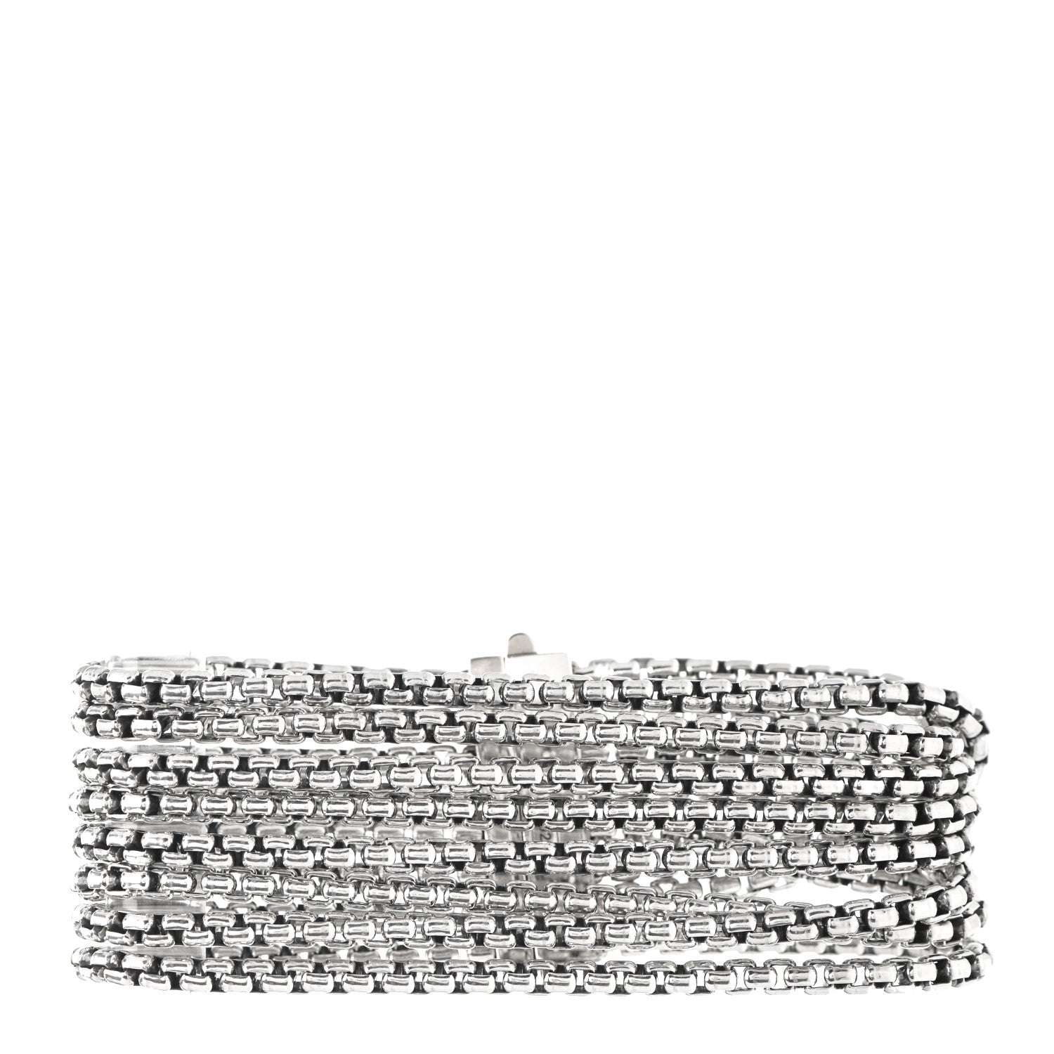 David Yurman Sterling Silver Eight-Row Box Chain Bracelet 1 of 5