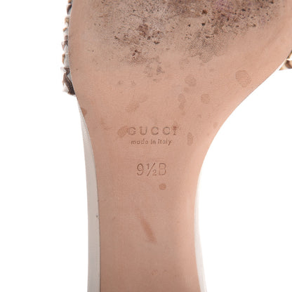 Gucci Satin Horsebit Print High Heel Slides 9.5 Brown 8 of 12