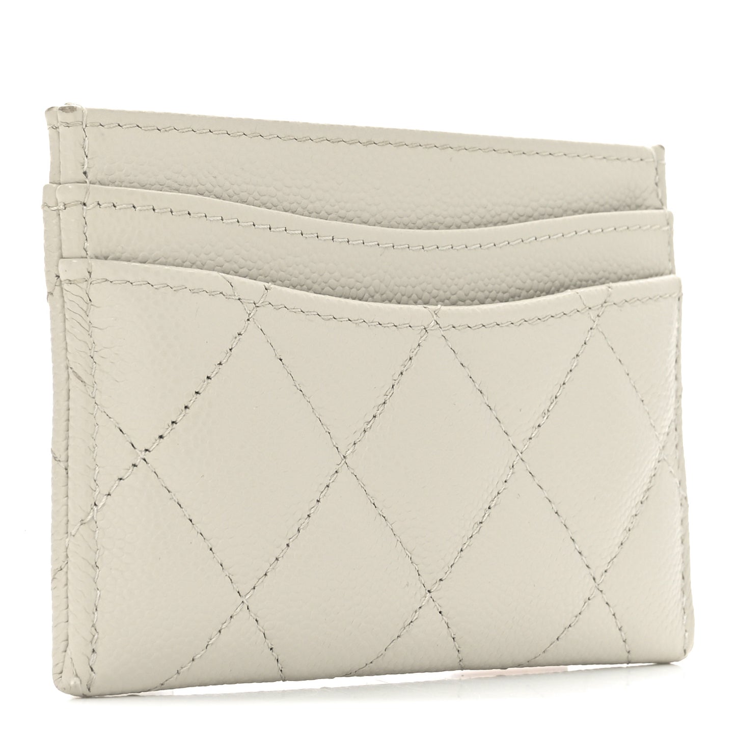 Caviar Quilted Card Holder White