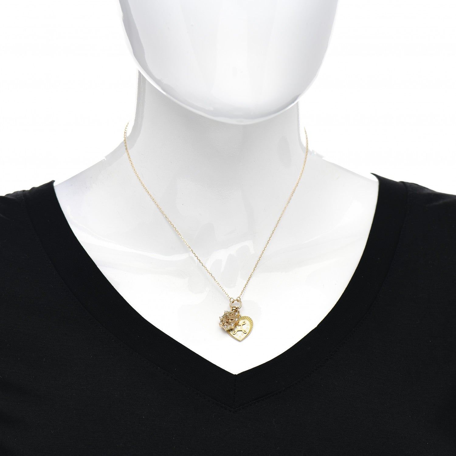 Foundrae 18K Yellow Gold Diamond Mini True Love Small Mixed Charm Belcher Chain Necklace 2 of 5