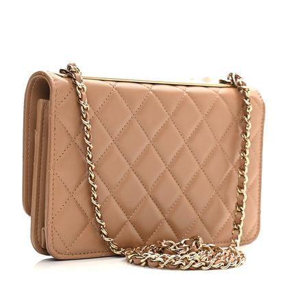 Chanel Lambskin Quilted Trendy CC Wallet On Chain WOC Beige 3 of 13