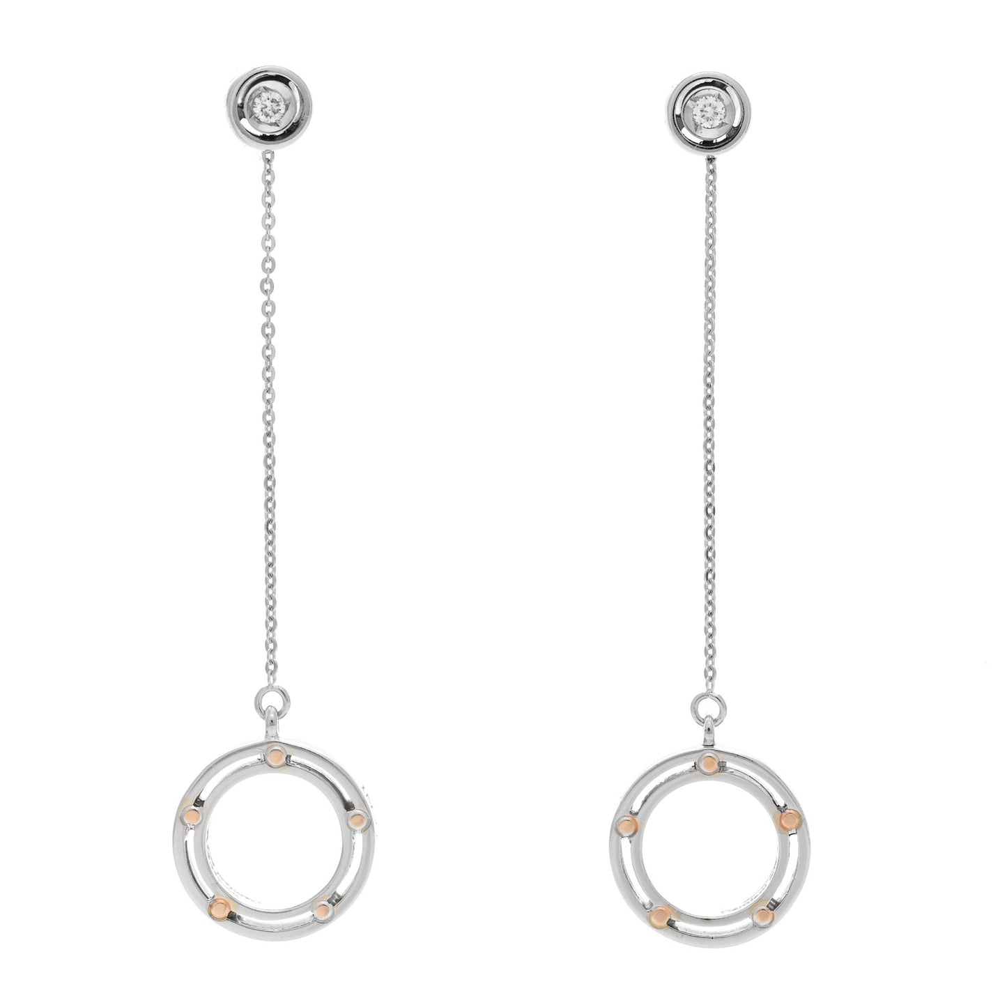 X BRAD PITT 18K White Yellow Gold Diamond D.Side Drop Earrings