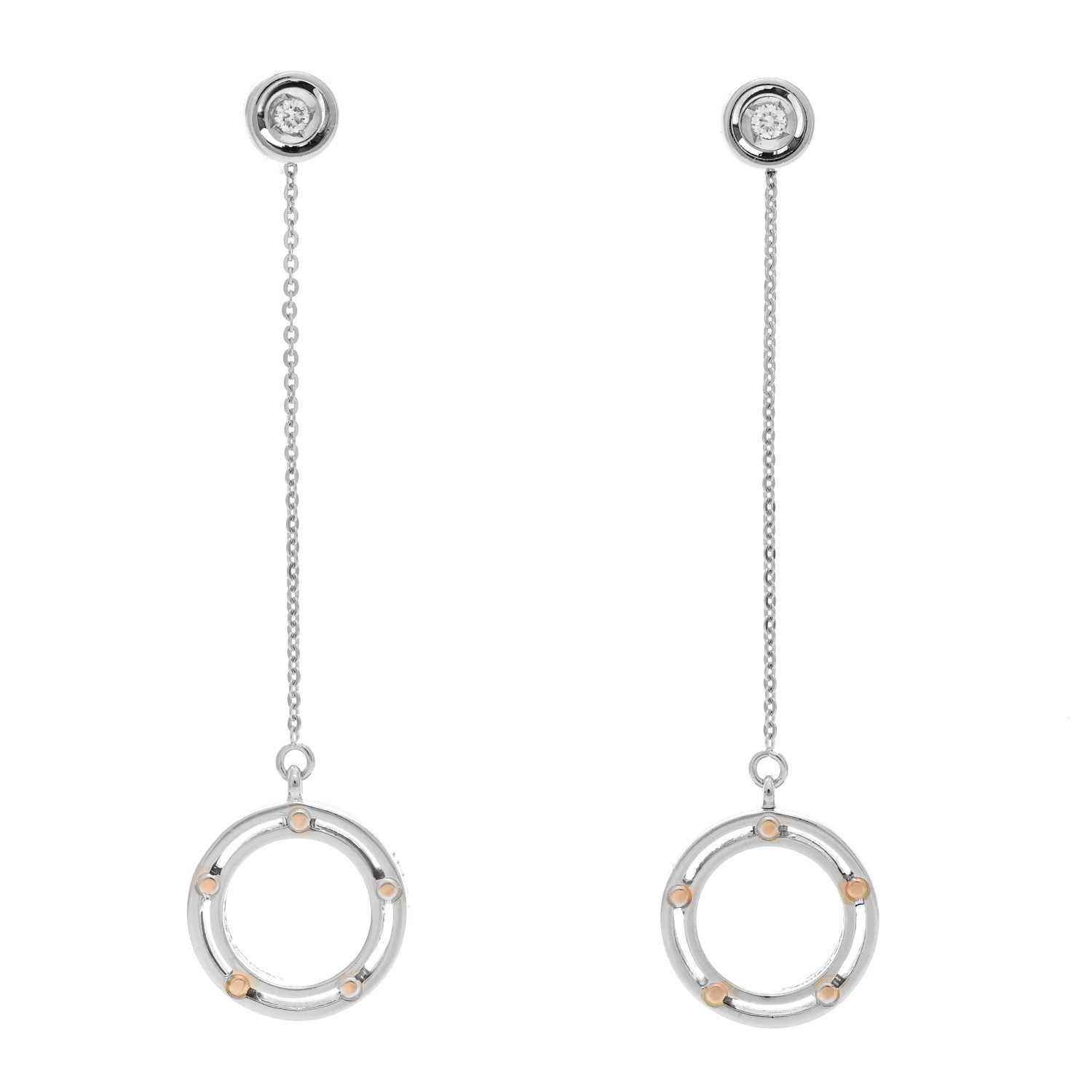 Damiani X BRAD PITT 18K White Yellow Gold Diamond D.Side Drop Earrings 1 of 5
