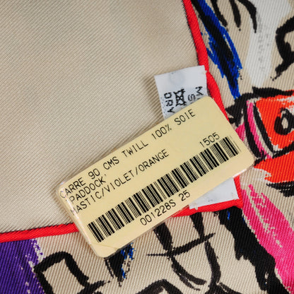Hermes Silk Paddock Scarf 90 Mastic Violet Orange 6 of 7