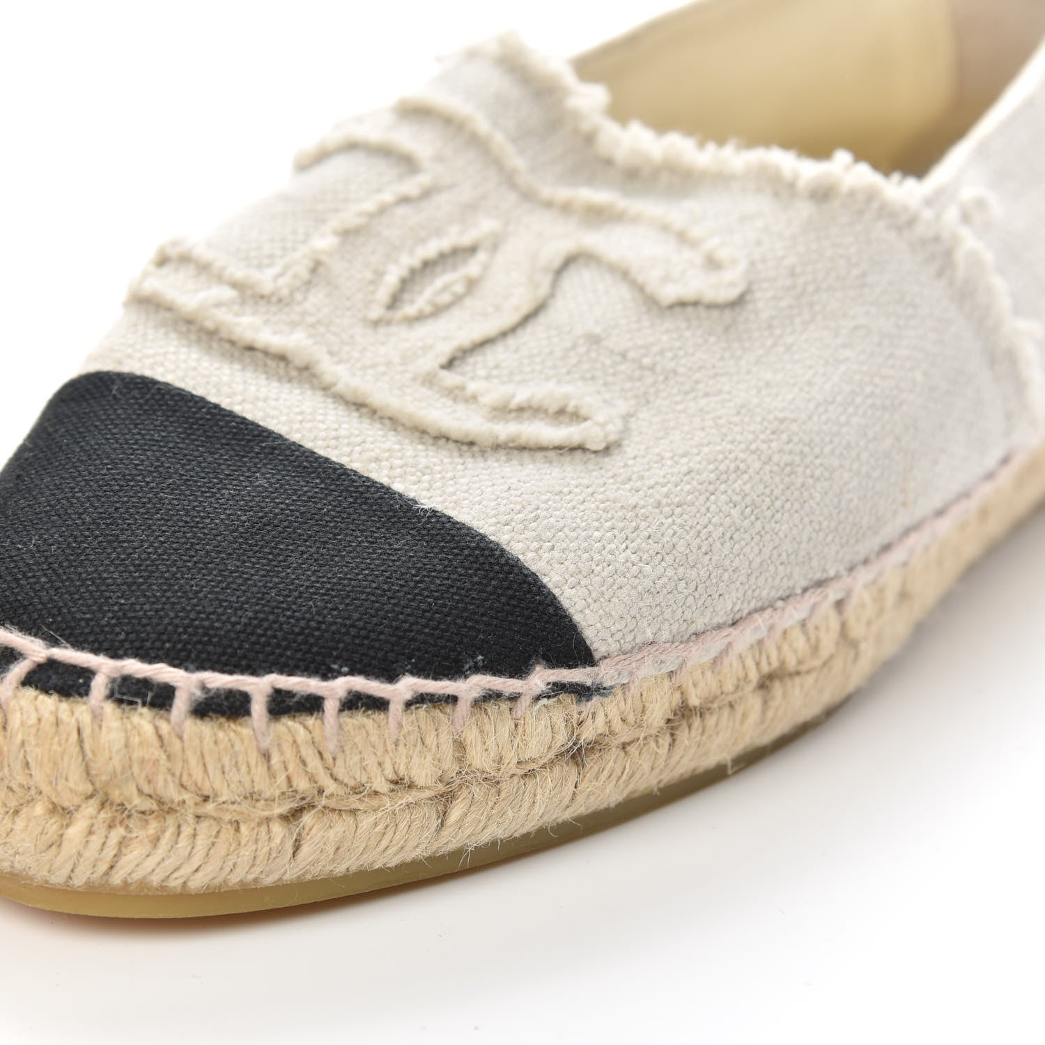 Chanel Linen CC Espadrilles 39 Beige Black 10 of 10