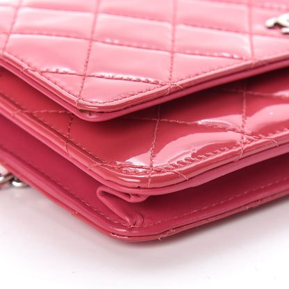 Chanel Patent Quilted Wallet On Chain WOC Fuchsia 10 of 14