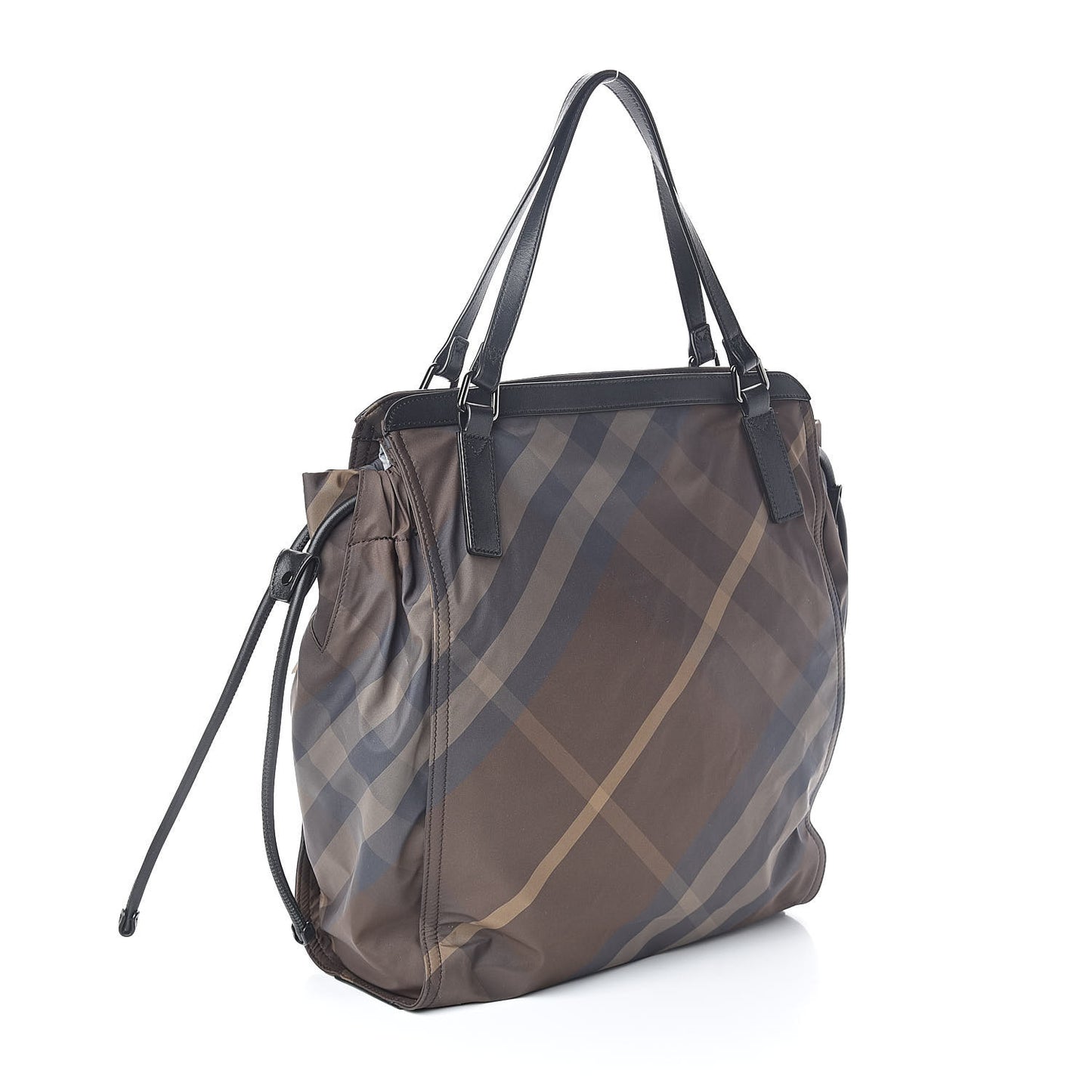 Nylon Check Small Buckleigh Packable Tote Birch Grey