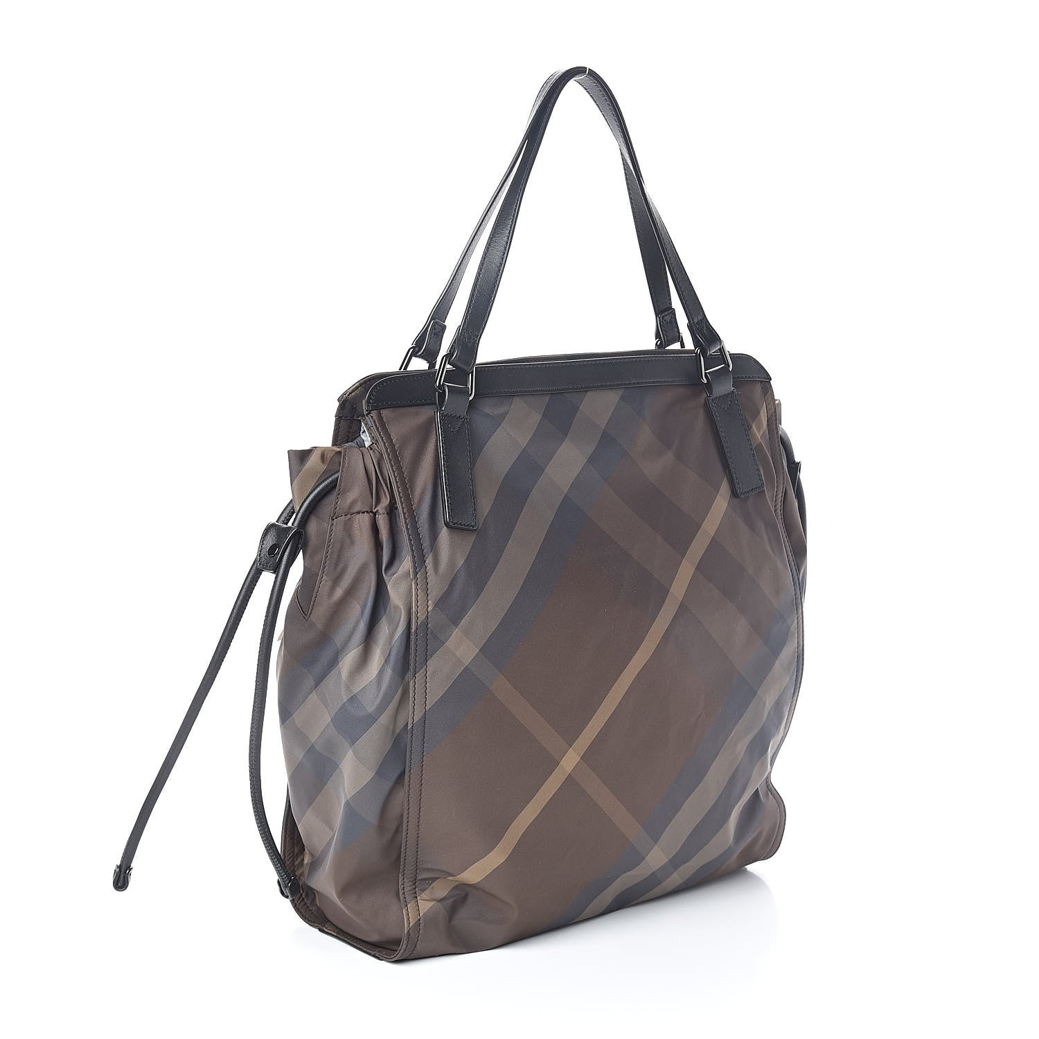 Burberry Nylon Check Small Buckleigh Packable Tote Birch Grey 3 of 9