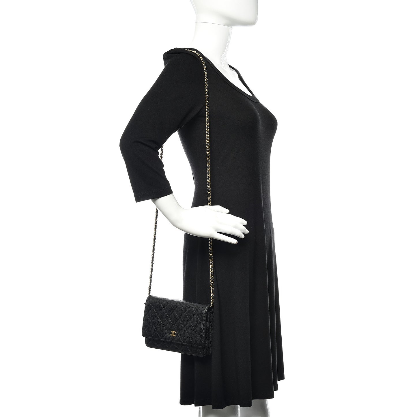 Caviar Quilted Wallet On Chain WOC Black