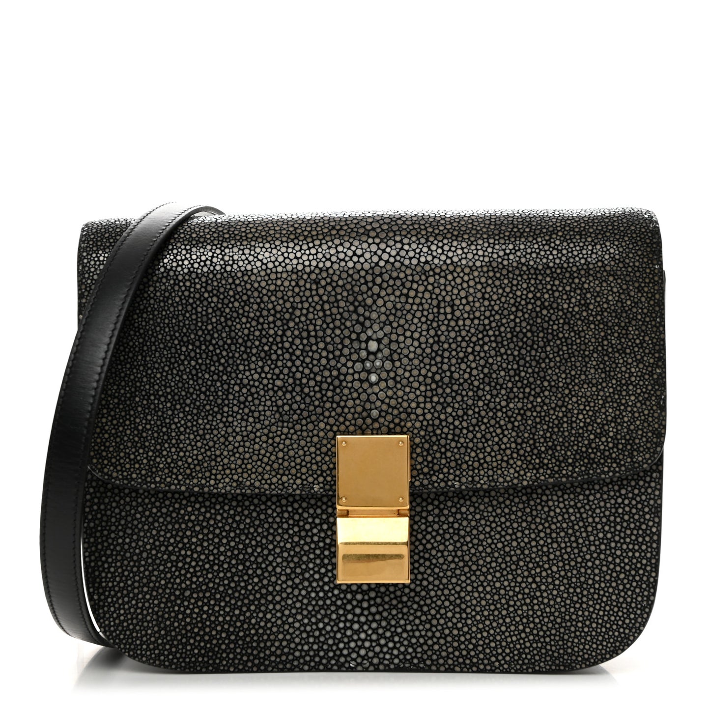 Stingray Medium Classic Box Flap Bag Navy