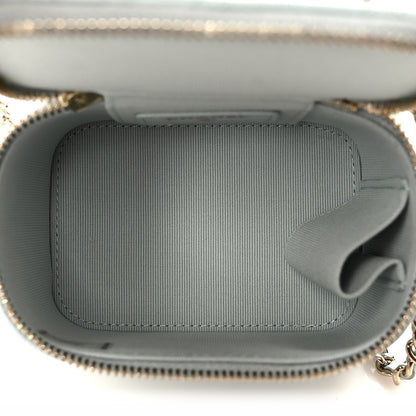 Chanel Lambskin Quilted Top Handle Mini Vanity Case With Chain Light Blue 5 of 11