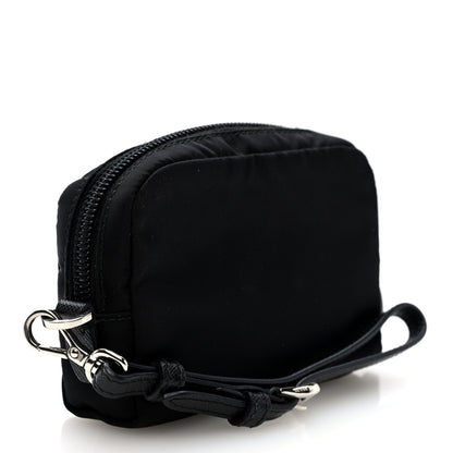 Prada Nylon Saffiano Triangle Mini Wristlet Pouch Black 3 of 6