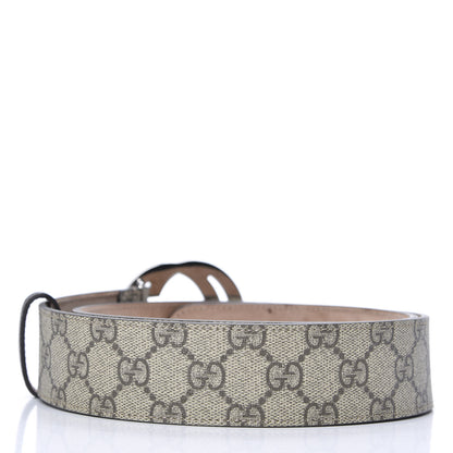 Gucci GG Supreme Monogram Selleria Calfskin Interlocking G 40mm Belt 90 36 Beige Ebony Cocoa 2 of 5