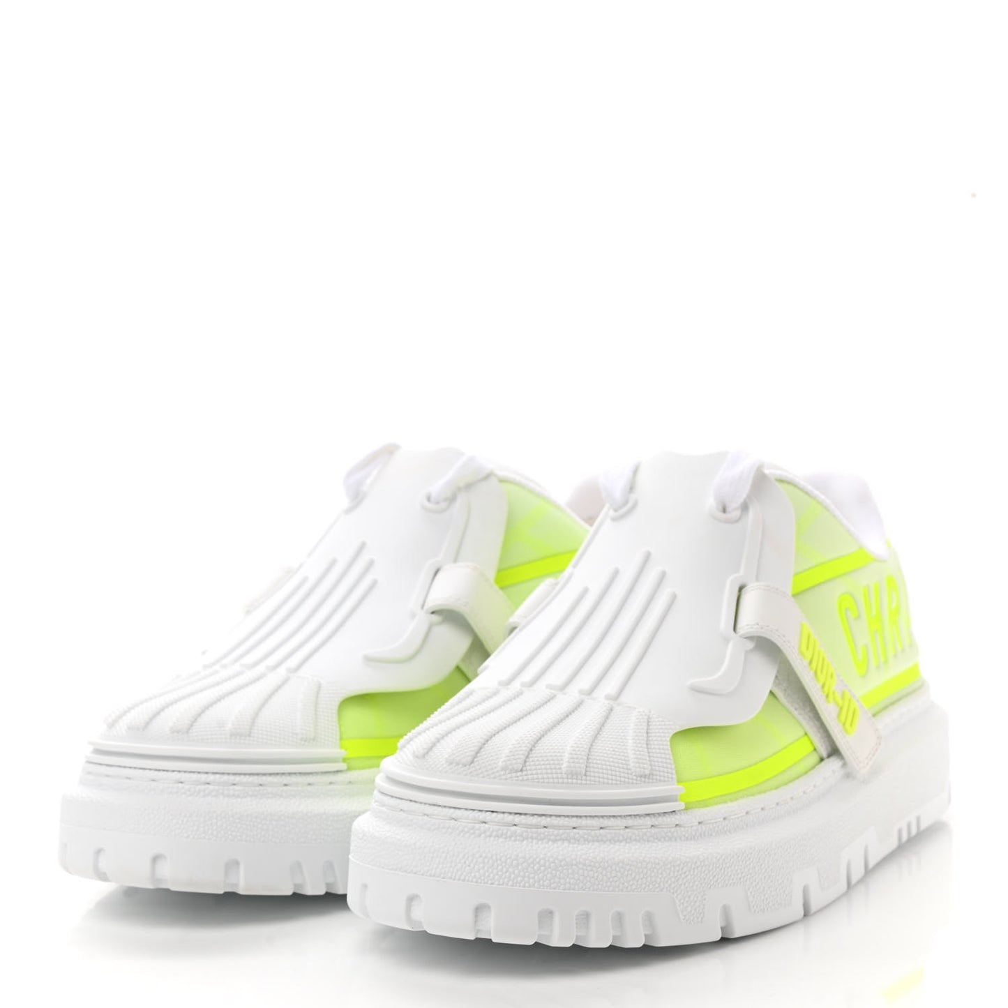 Reflective Fabric Shaded Dior-ID Platform Sneakers 39 Yellow Fluo