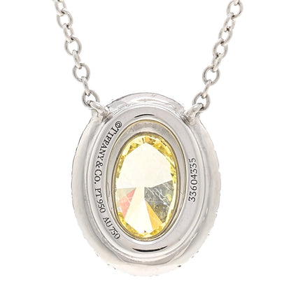 Tiffany Platinum 18K Yellow Gold Fancy Yellow Diamond .52ct Soleste Oval Pendant Necklace 4 of 5