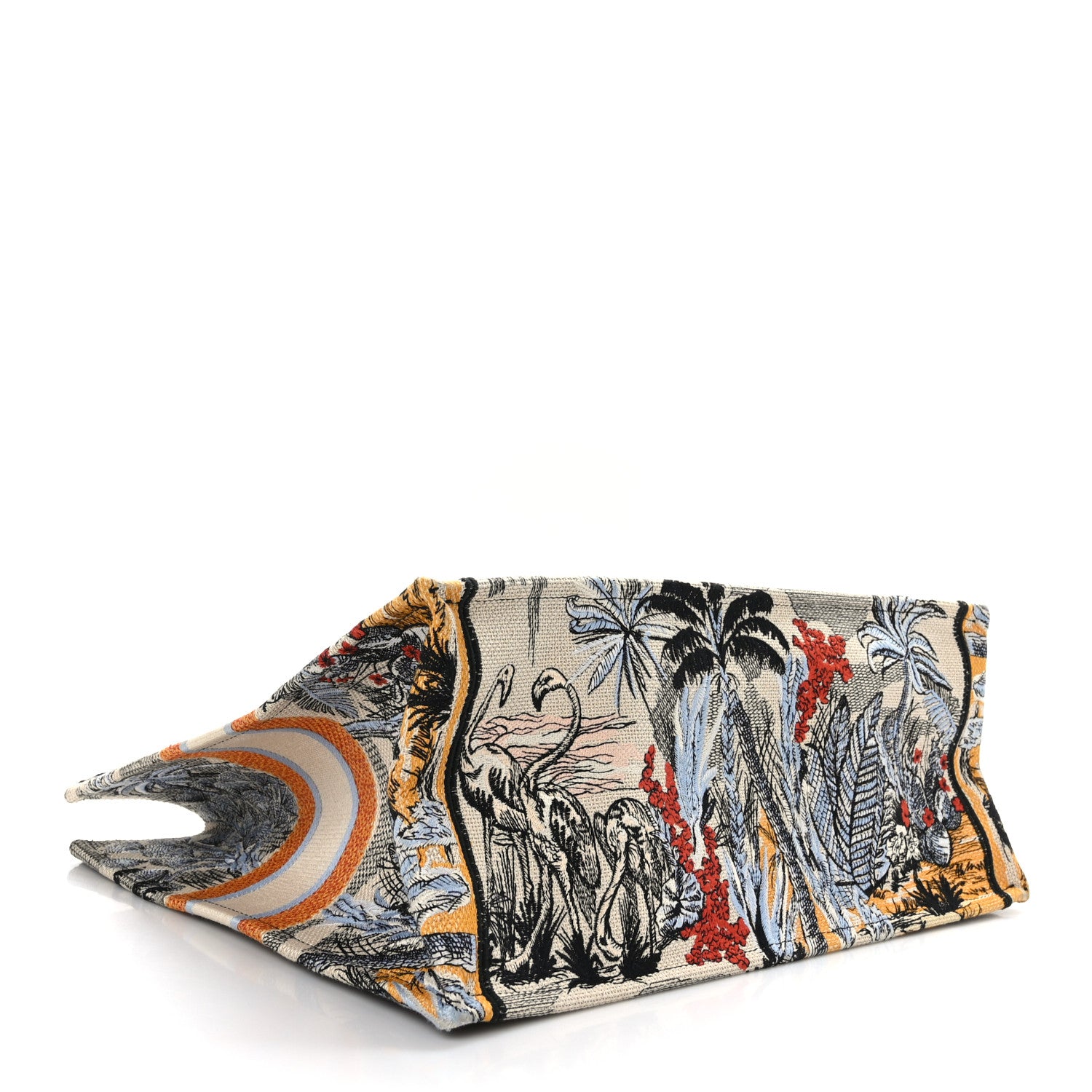 Christian Dior Canvas Embroidered Large Palm Tree Toile De Jouy Book Tote Multicolor 4 of 9