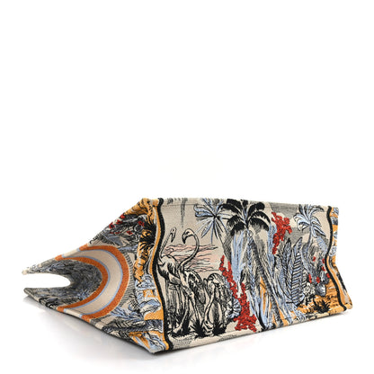 Christian Dior Canvas Embroidered Large Palm Tree Toile De Jouy Book Tote Multicolor 4 of 9