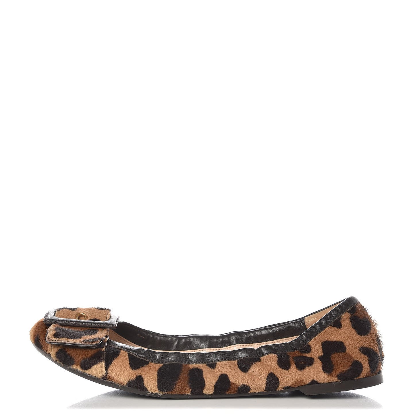 Calf Hair Leopard Print Buckle Ballet Flats 40
