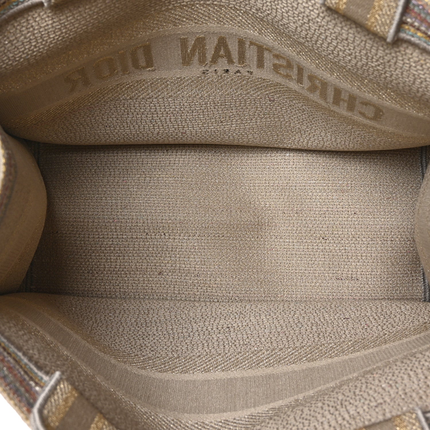 Christian Dior CHRISTIAN DIOR Canvas Embroidered Medium Stripes Book Tote Beige Multicolor 5 of 10