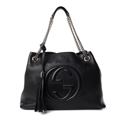 Gucci Pebbled Calfskin Medium Soho Chain Shoulder Bag Black 1 of 9