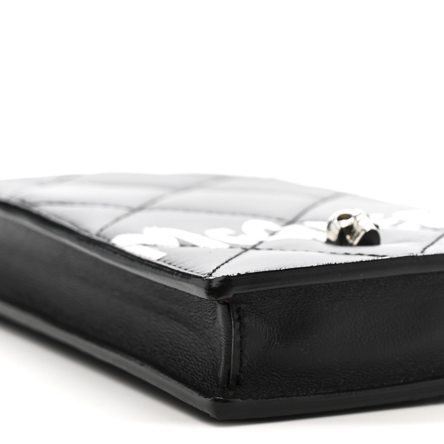 Alexander McQueen Calfskin Quilted Chain Phone Case Black White 9 of 11