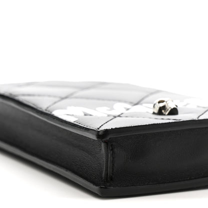 Alexander McQueen Calfskin Quilted Chain Phone Case Black White 9 of 11
