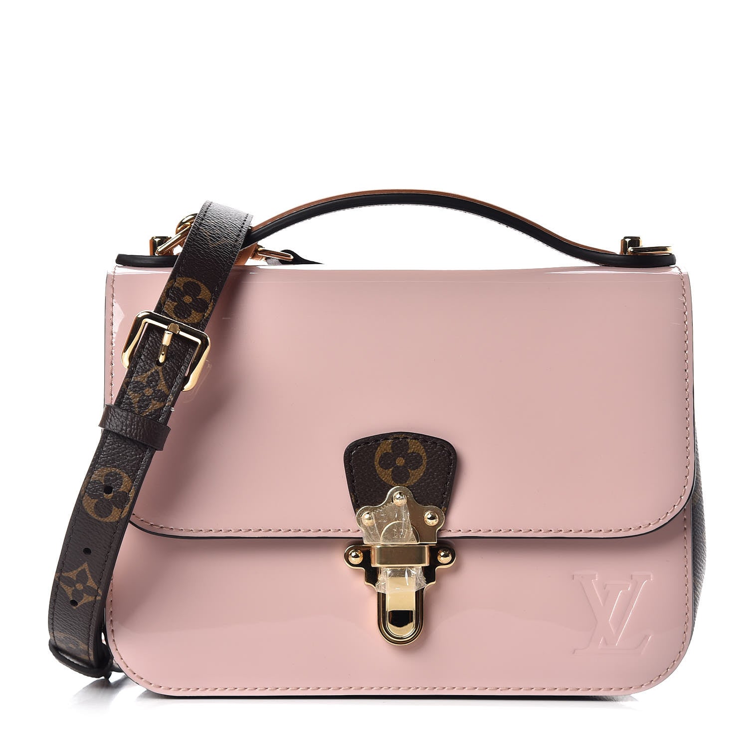 Louis Vuitton Patent Calfskin Monogram Cherrywood BB Rose Ballerine 1 of 9