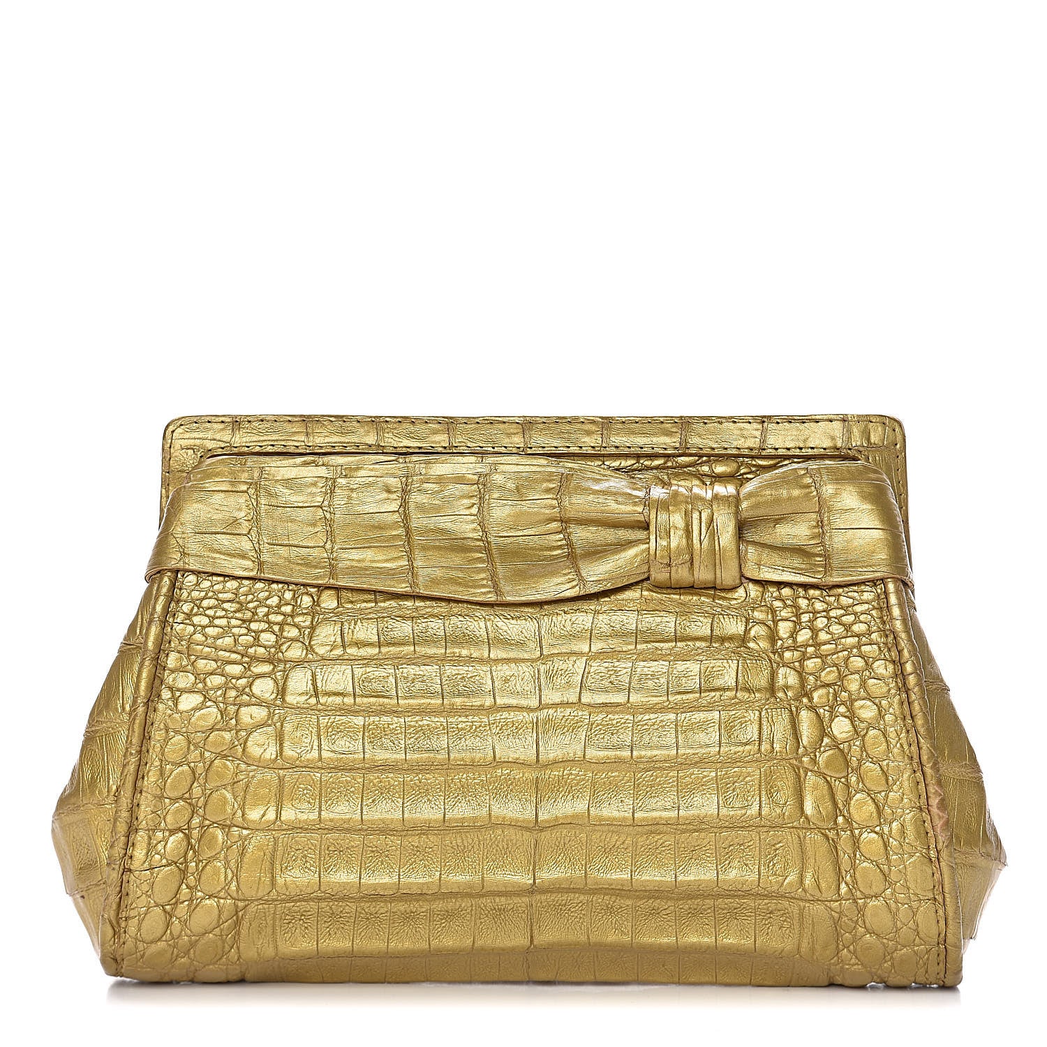 Nancy Gonzalez Crocodile Clutch Gold 1 of 9
