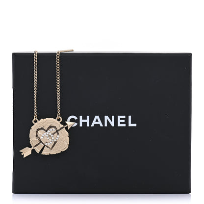 Chanel Crystal Heart Arrow Short Necklace Gold 7 of 7