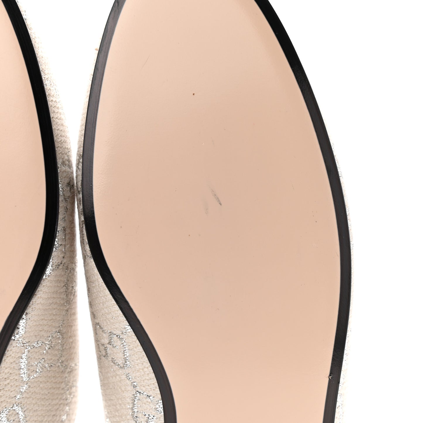 Canvas Lame GG Monogram Womens Princetown Slippers 37 Gardenia Silver