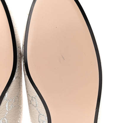Gucci Canvas Lame GG Monogram Womens Princetown Slippers 37 Gardenia Silver 11 of 12