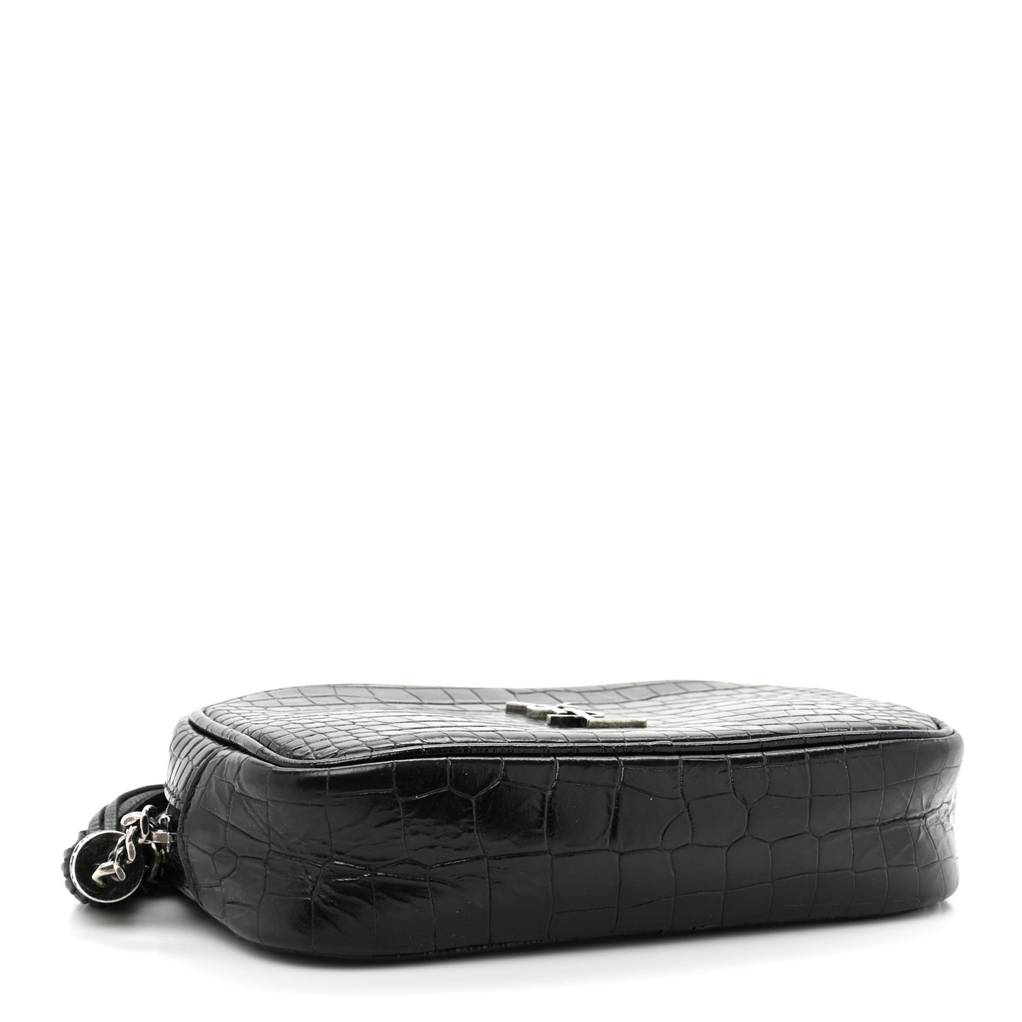 Calfskin Crocodile Embossed Monogram Mini Lou Camera Bag Black