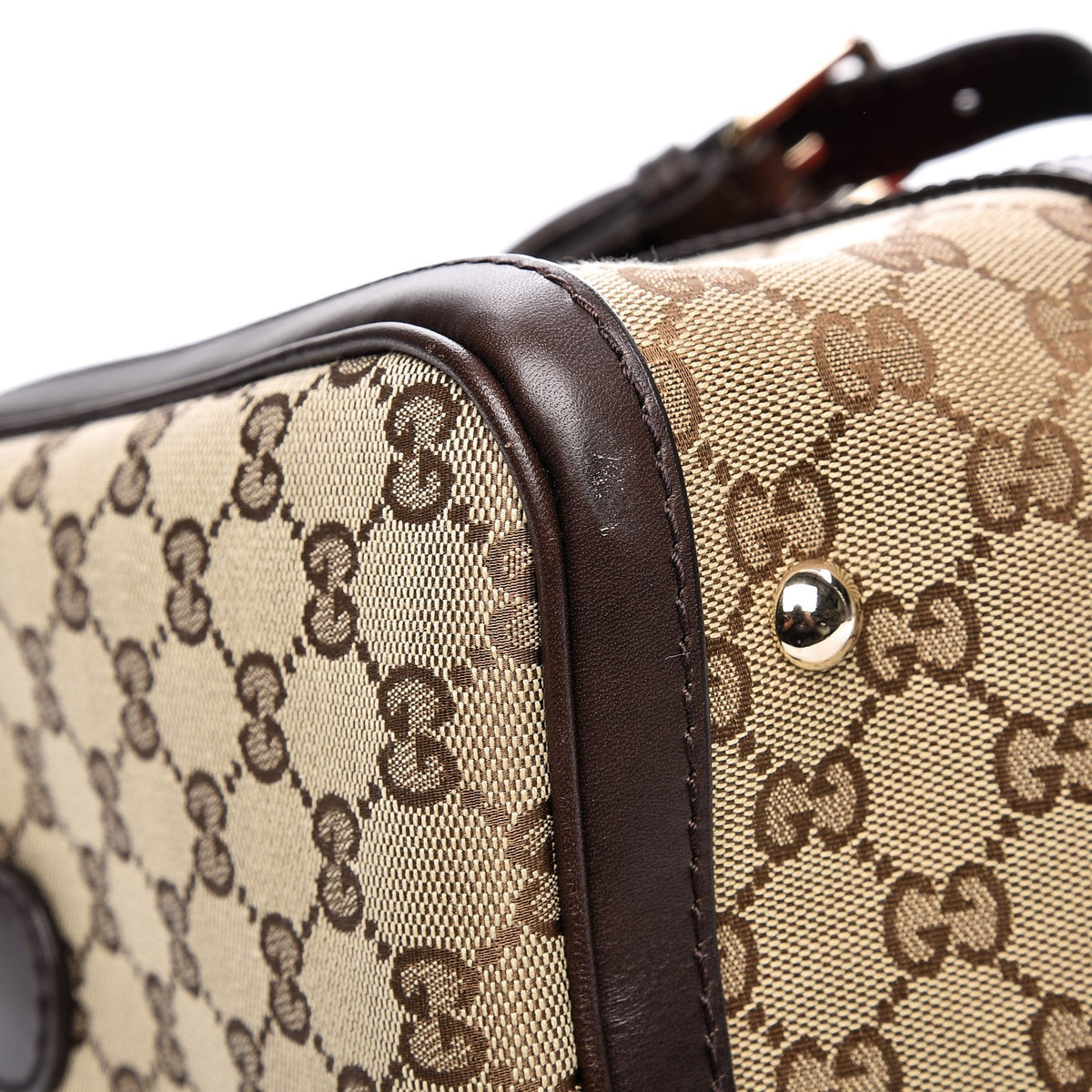 Gucci Monogram Vintage Web Medium Boston Dark Brown 12 of 14