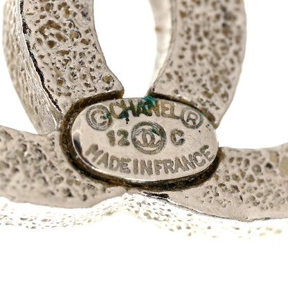 Chanel Glitter Enamel CC Earrings Silver White 4 of 5