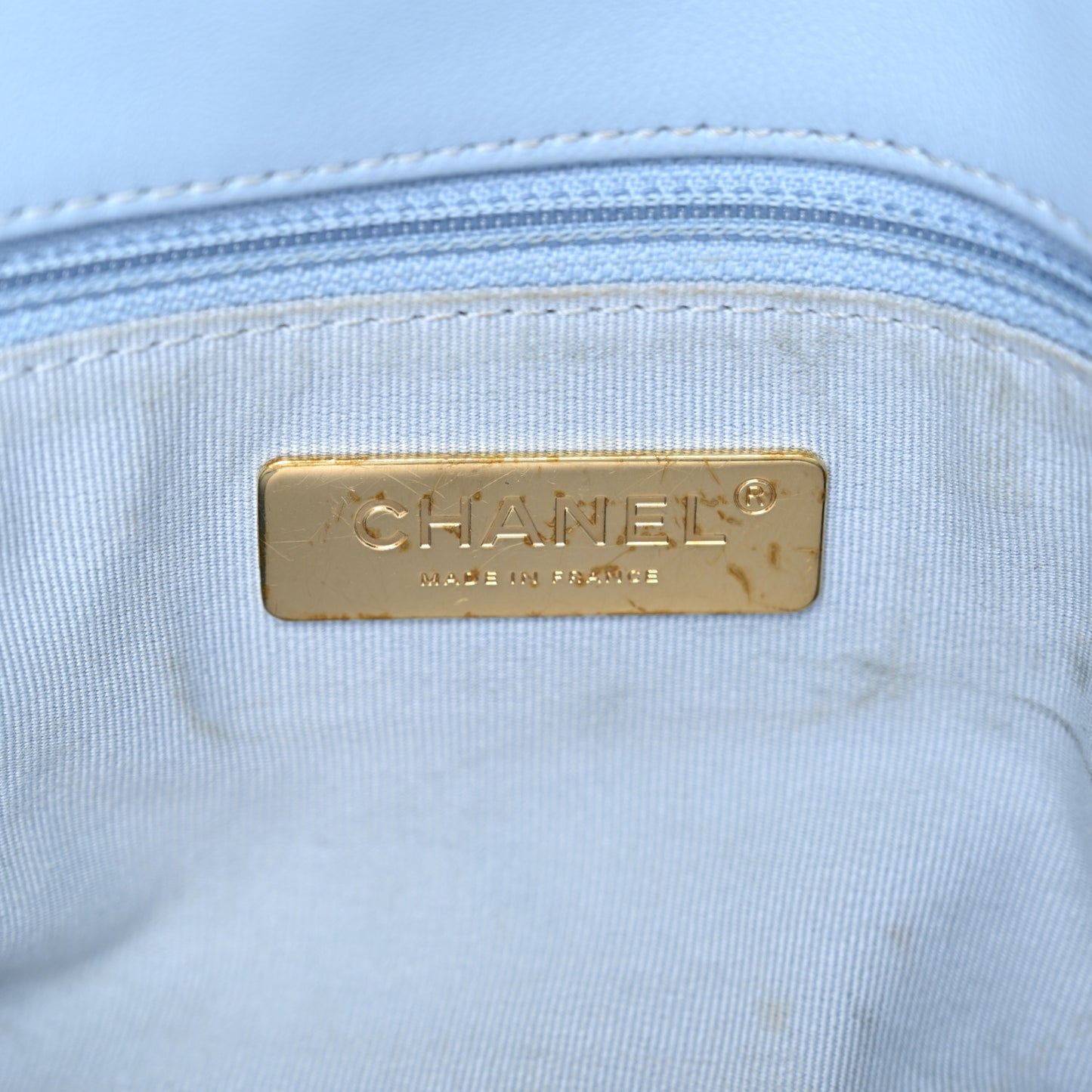 Lambskin Quilted Medium Chanel 19 Flap Light Blue