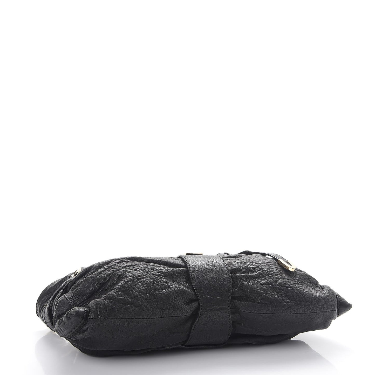 Grainy Calfskin Rio Oversized Clutch Bag Black