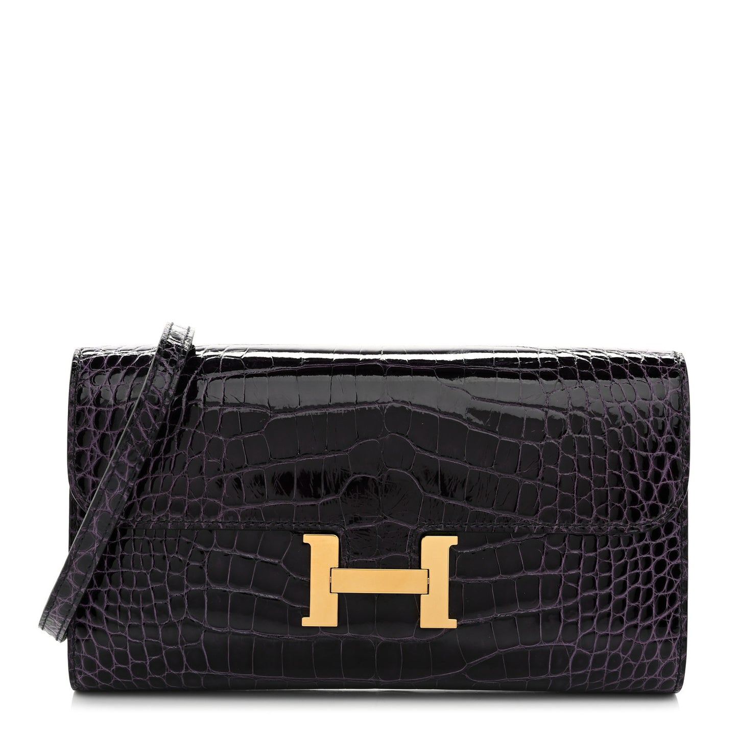 Shiny Alligator Constance Long Wallet To Go Amethyst