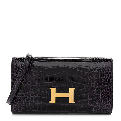 Hermes Shiny Alligator Constance Long Wallet To Go Amethyst 1 of 11
