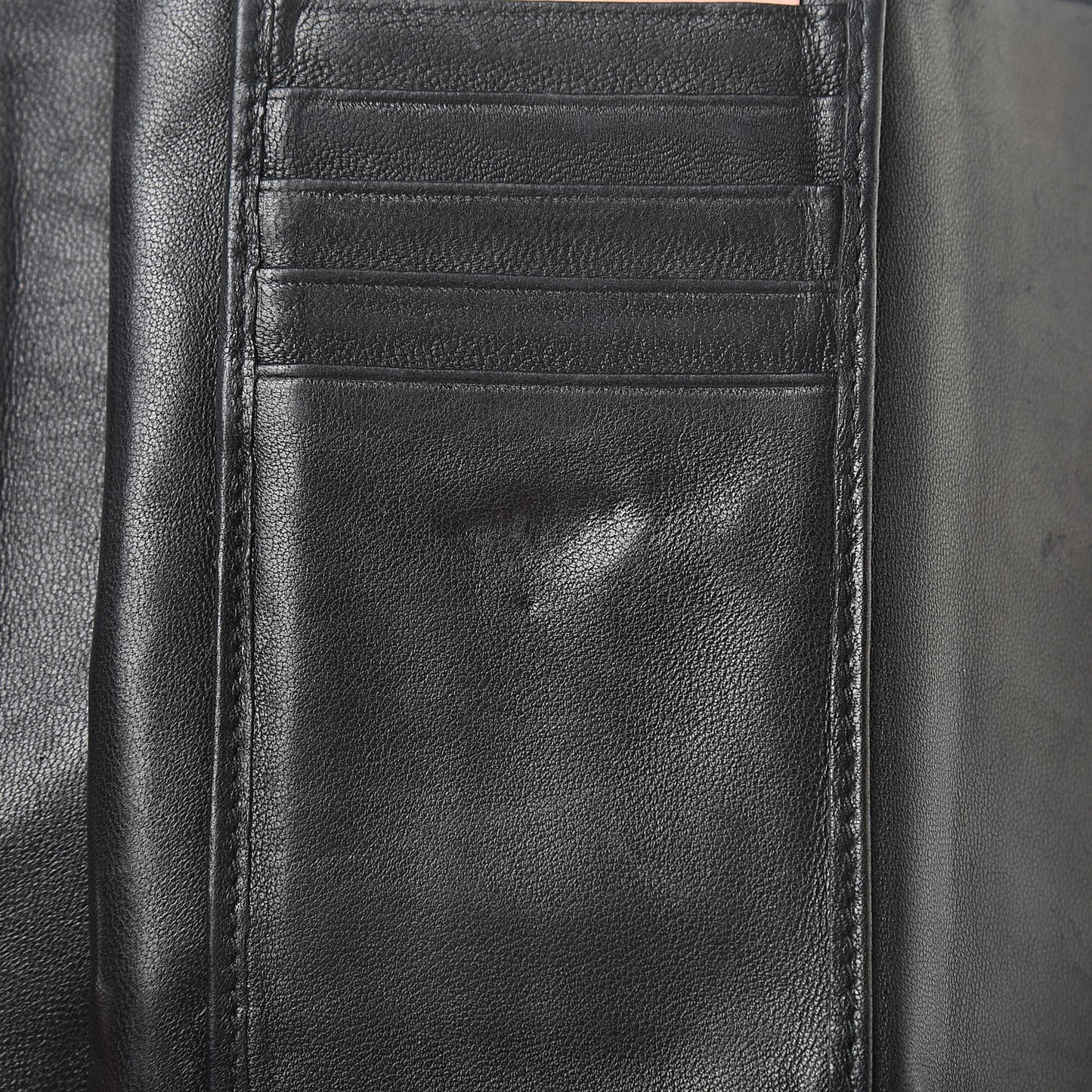 Nappa Matelasse Tri-Fold Flap Wallet Black