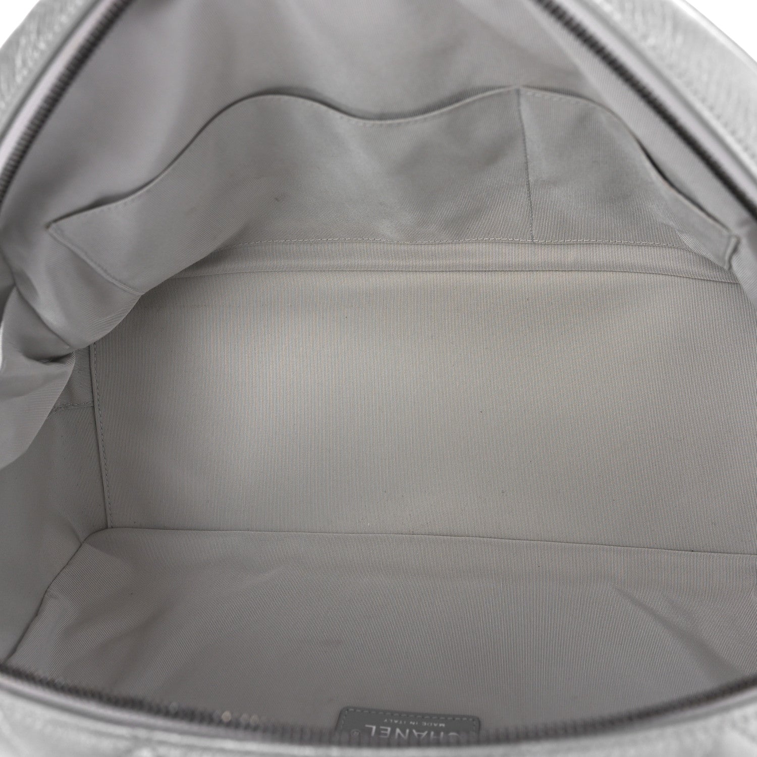 Chanel Metallic Calfskin Quilted Medium Airlines Round Trip Bowling Bag Silver Silver 5 of 9